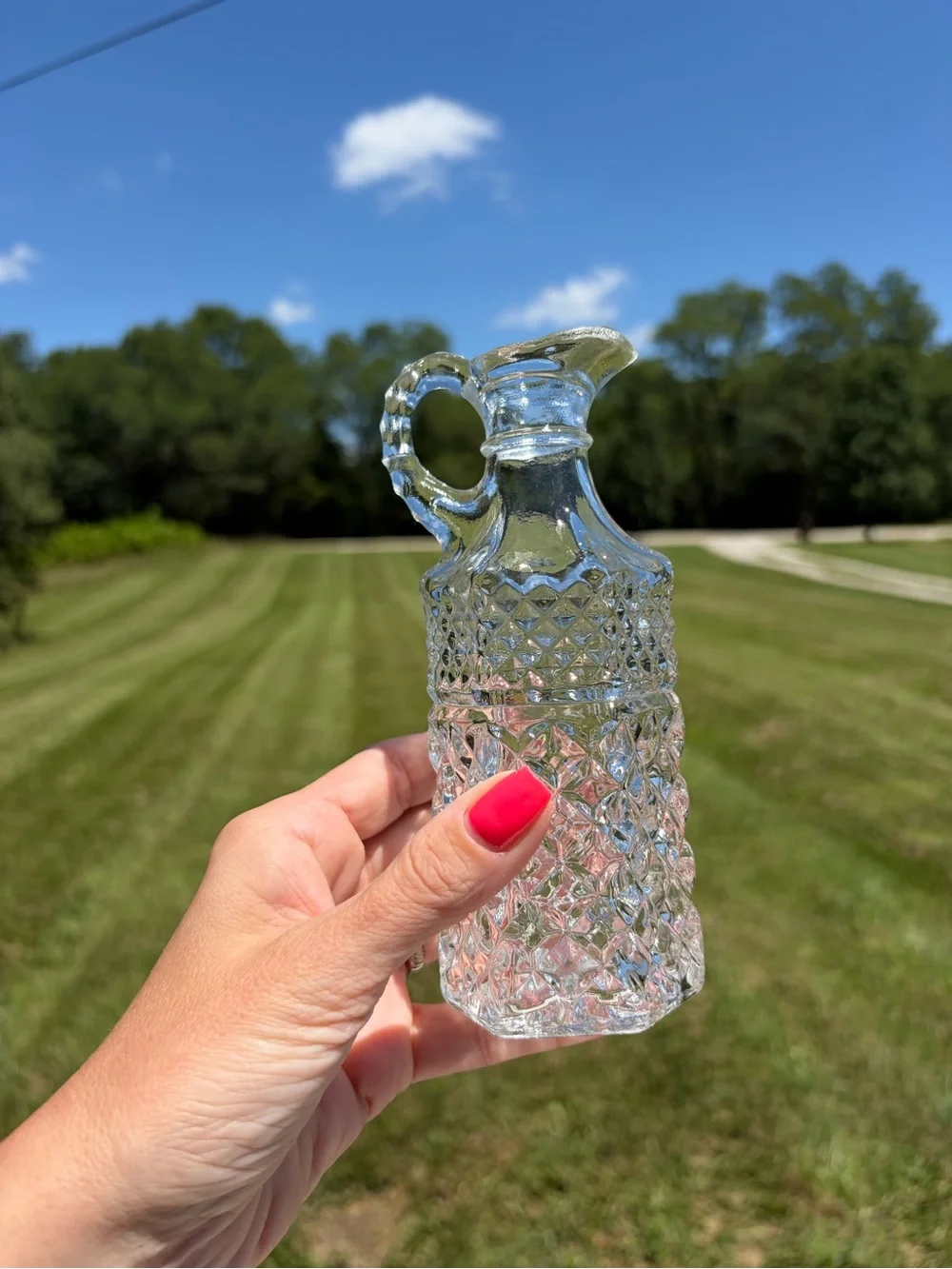 Vintage Cruet Anchor Hocking Wexford Glass Bottle with Stopper
